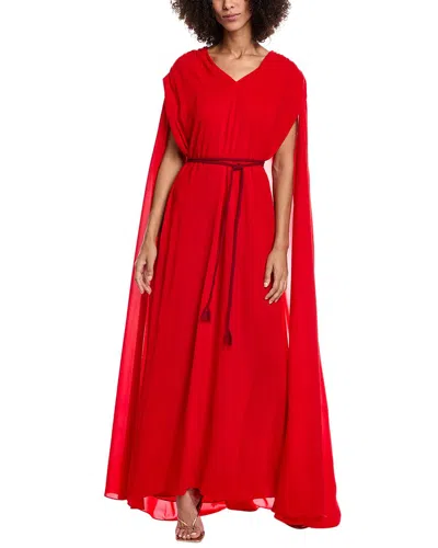 Alice And Olivia Zenaida Cape-effect Crepe De Chine Maxi Dress