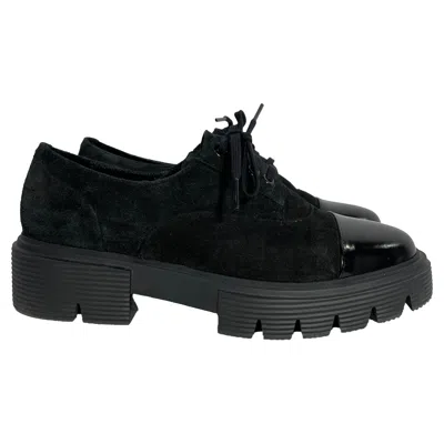 Stuart Weitzman Nolita Platform Oxford Shoes In Black Suede In Black