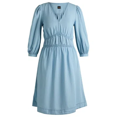 Hugo Boss Boss Orange Dezzan Elbow Length Sleeve Dress In Blue