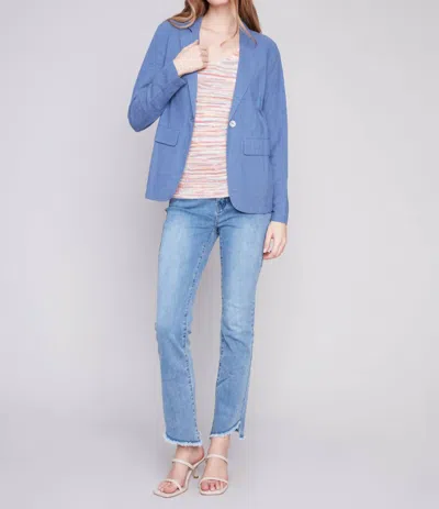 Charlie B Linen Blazer In Denim In Multi
