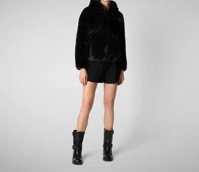 Save The Duck Laila Reversible Hooded Jacket In Black In Black