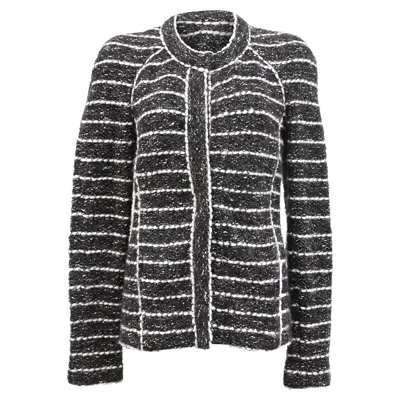 Isabel Marant Etoile Lona Stripe Tweed Blazer In Black Wool In Black