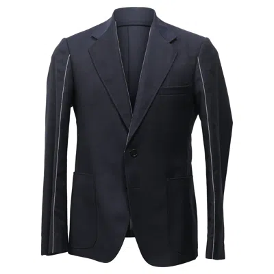 Maison Margiela Visible Stitch Blazer In Navy Blue Wool