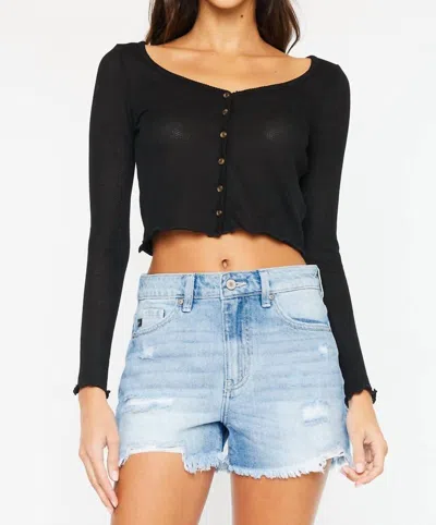 Kancan High Rise Denim Shorts In Medium Wash In Multi