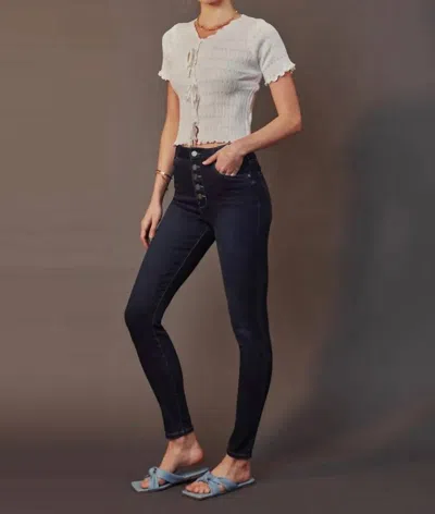 Kancan Greyson Ultra High Rise Super Skinny Jean In Super Dark In Blue