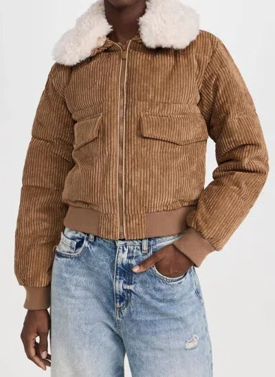 Save The Duck Reily Corduroy Bomber Jacket In Biscuit Beige In Multi