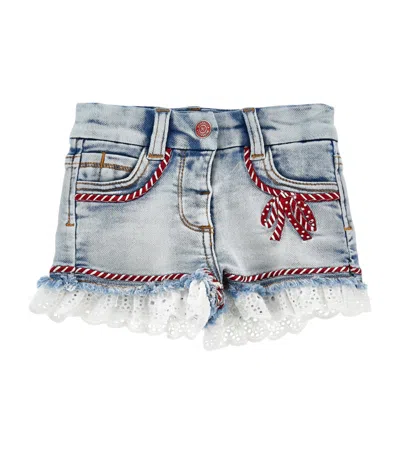 Monnalisa San Gallo Fabric Shorts In Blue