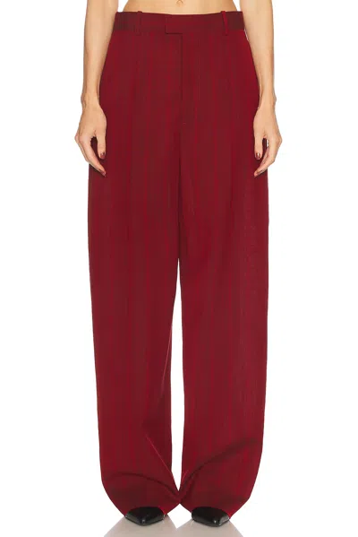 Bottega Veneta Subtle Stripe Wool Blend Pants In Red & Grey Melange
