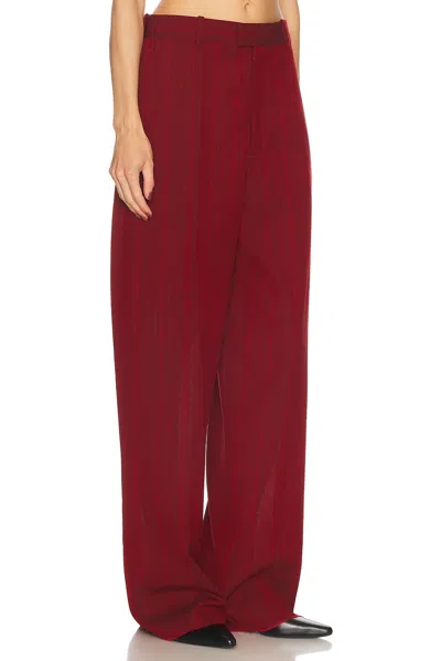 Bottega Veneta Subtle Stripe Wool Blend Pants In Red & Grey Melange
