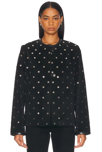 Bode Black Clover Charm Suede Jacket In Black