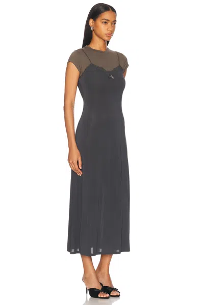 Acne Studios Gray Layered Jersey Midi Dress In Black