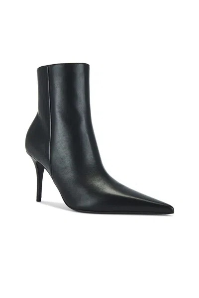 Amina Muaddi Leather Barbara Heeled Ankle Boots 90 In Black