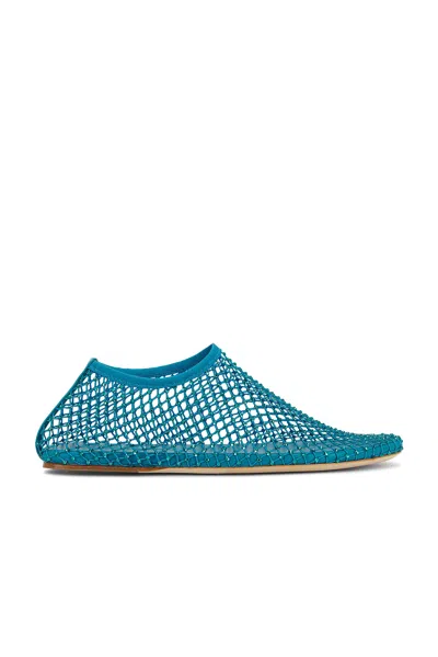 Christopher Esber Minette Flat Ballet Flats In Cyan Nylon And Leather In Blue