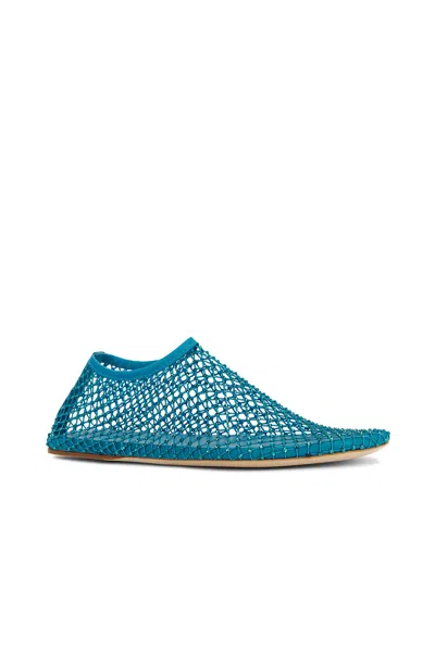 Christopher Esber Minette Flat Ballet Flats In Cyan Nylon And Leather In Blue