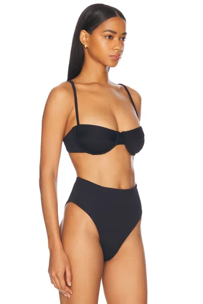 Haight Ribbed Adjustable Vintage Bikini Top In Black