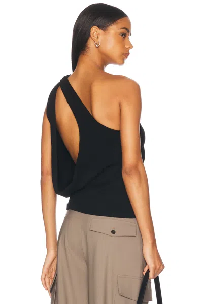 Rohe One-shoulder Draped Cutout Merino Wool-blend Top In Black