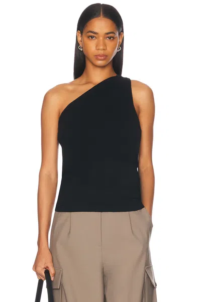 Rohe One-shoulder Draped Cutout Merino Wool-blend Top In Black