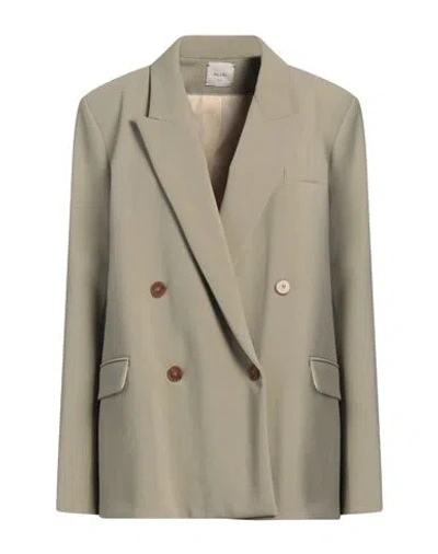 Alysi Crème Woman Blazer Sage Green Size 8 Polyester, Viscose, Elastane, Wool In Sage Green