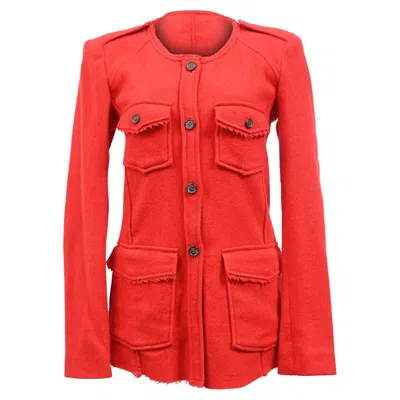Isabel Marant Etoile Buttoned Blazer With Pockets In Red Wool In Red