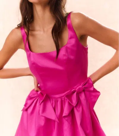 Loveshackfancy Bayer Bow Detail Satin Minidress In Pink