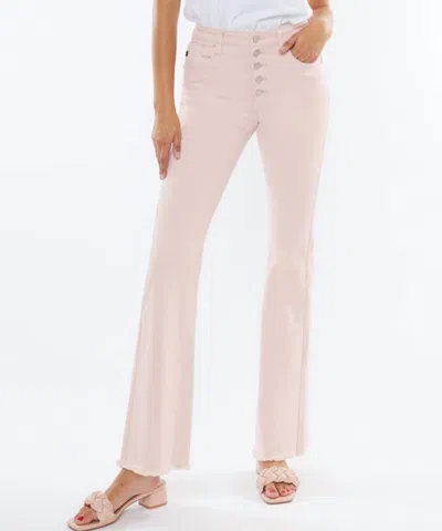 Kancan Ricola High Rise Flare Jean In Light Pink Wash In Multi