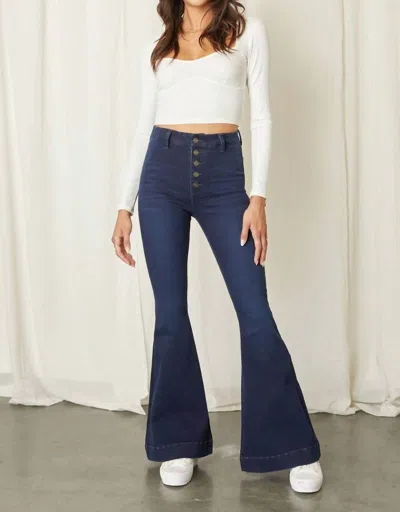 Kancan Harper High Rise Super Flare Jean In Super Dark In Multi