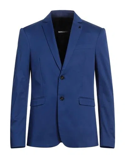 Patrizia Pepe Man Blazer Blue Size 44 Polyester, Wool, Elastane In Blue