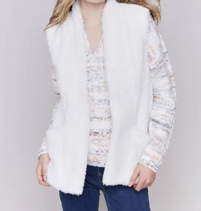 Charlie B Faux Fur Vest In Ecru In White