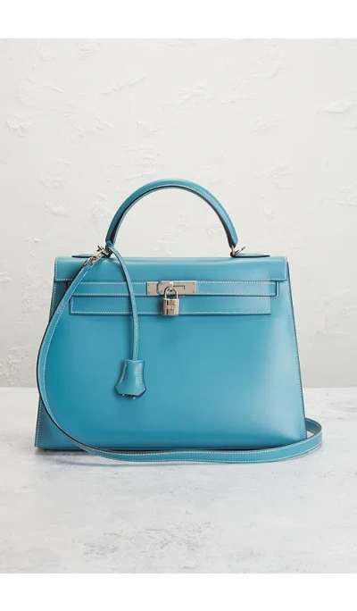 Fwrd Renew Hermes Box Kelly 32 Handbag In Blue