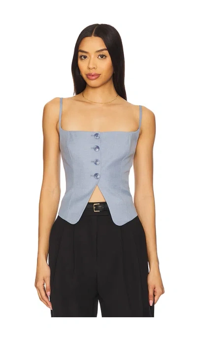 Good American Twill Suiting Vest Top In Blue