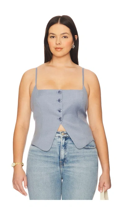 Good American Twill Suiting Vest Top In Blue