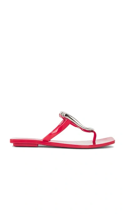 Jeffrey Campbell Linques-j Embellished T-strap Flat Jelly Sandals In Red