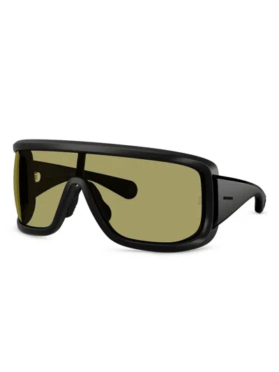 Moncler 142mm Rectangular Shield Sunglasses In Black