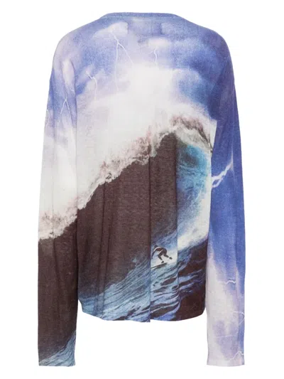 Erl Wave Print Knit Sweater In Purple