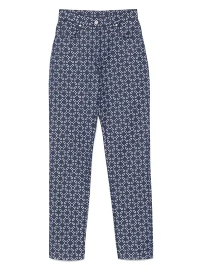 Givenchy High-waisted Tapered Jeans With Distinctive Pattern In Blue