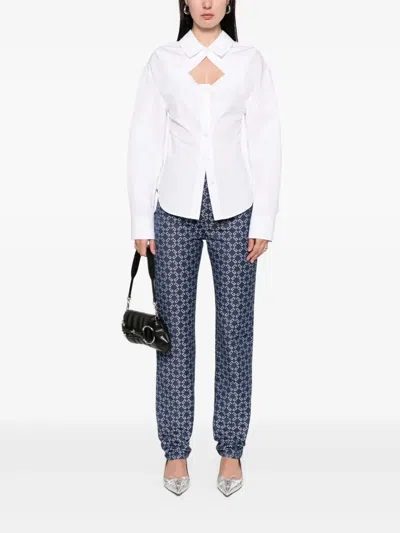 Givenchy High-waisted Tapered Jeans With Distinctive Pattern In Blue