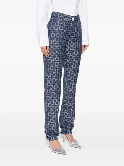 Givenchy High-waisted Tapered Jeans With Distinctive Pattern In Blue