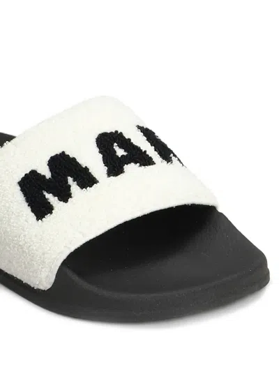 Marni Ciabatte Slide In Spugna Con Maxi Logo In White
