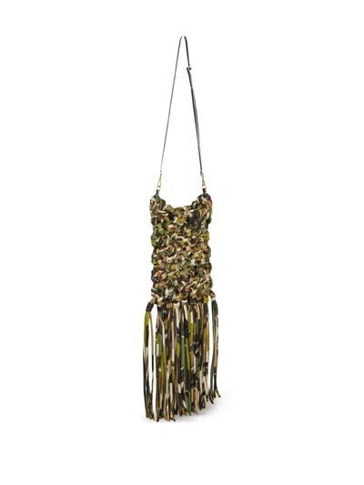 Pucci Knotted Fringed Shoulder Bag In Green