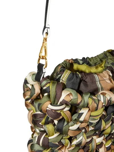 Pucci Knotted Fringed Shoulder Bag In Green