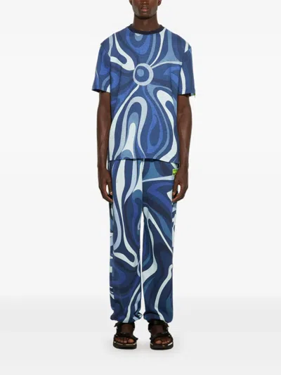 Pucci Marmo-print T-shirt In Blue