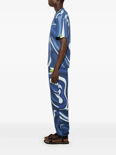 Pucci Marmo-print T-shirt In Blue