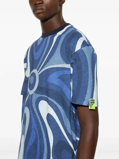 Pucci Marmo-print T-shirt In Blue