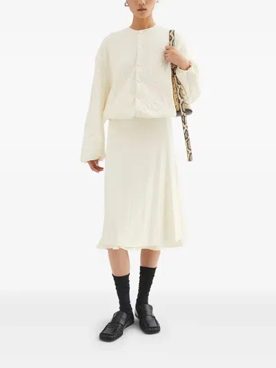 Jil Sander Jacquard Bomber Jacket In White