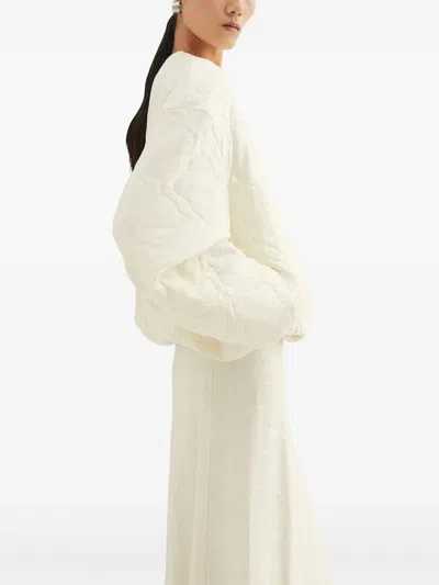 Jil Sander Jacquard Bomber Jacket In White