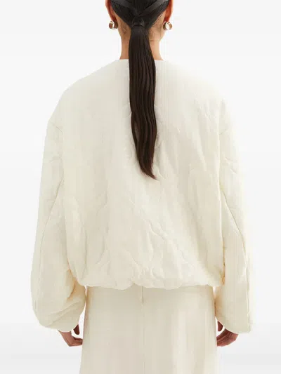 Jil Sander Jacquard Bomber Jacket In White