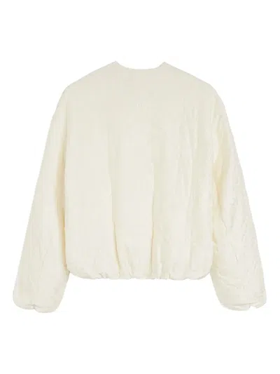 Jil Sander Jacquard Bomber Jacket In White