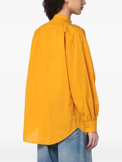 Valentino Ochre Yellow Shirt With Beads And Lace
