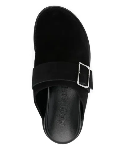 Aeyde Finja Suede Slides In Black