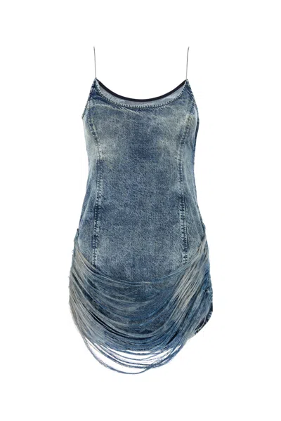 Diesel Sleek Fitted Dress With Gathered Hem Detail In Blue